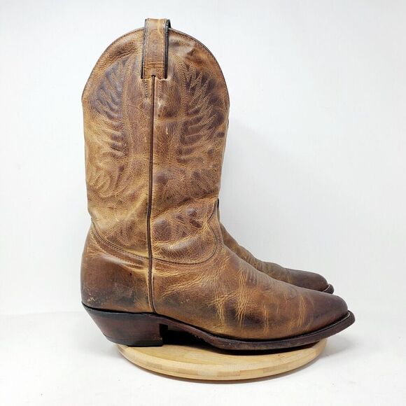 Boulet Boots Mens 9 3E WIDE Brown Leather Cowboy Shoes 1867 HillBilly Golden‎ - Picture 10 of 16